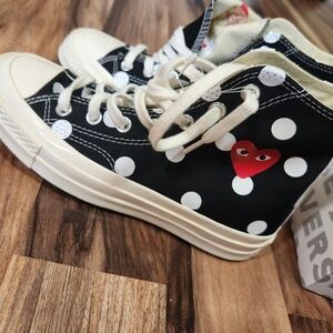 Comme des Garcons Black and White Polka Dot Sneakers womens